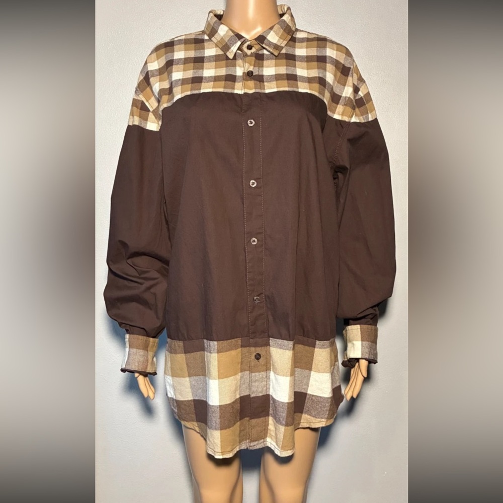 R-Sole Men's Shirt Size XL Plaid Partial Flannel Button Down Long Sleeve Cotton